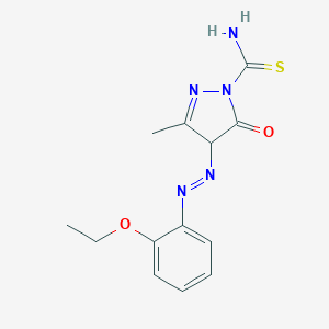 molecular formula C13H15N5O2S B406098 4-[(2-ethoxyphenyl)diazenyl]-3-methyl-5-oxo-4,5-dihydro-1H-pyrazole-1-carbothioamide 