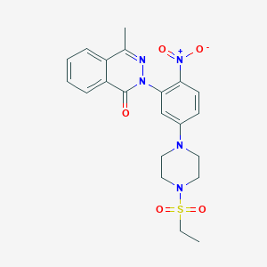 molecular formula C21H23N5O5S B4061039 2-{5-[4-(ethylsulfonyl)-1-piperazinyl]-2-nitrophenyl}-4-methyl-1(2H)-phthalazinone 