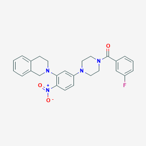molecular formula C26H25FN4O3 B4061041 2-{5-[4-(3-fluorobenzoyl)-1-piperazinyl]-2-nitrophenyl}-1,2,3,4-tetrahydroisoquinoline 