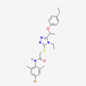 molecular formula C24H29BrN4O2S B4061048 N-(4-bromo-2,6-dimethylphenyl)-2-({4-ethyl-5-[1-(4-ethylphenoxy)ethyl]-4H-1,2,4-triazol-3-yl}thio)acetamide 