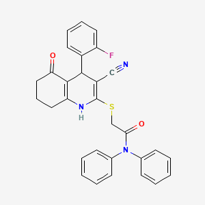 molecular formula C30H24FN3O2S B4061050 2-{[3-cyano-4-(2-fluorophenyl)-5-oxo-1,4,5,6,7,8-hexahydro-2-quinolinyl]thio}-N,N-diphenylacetamide 