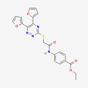 molecular formula C22H18N4O5S B4061058 ethyl 4-({[(5,6-di-2-furyl-1,2,4-triazin-3-yl)thio]acetyl}amino)benzoate 