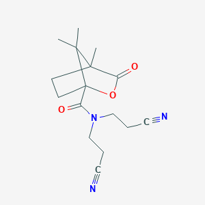 molecular formula C16H21N3O3 B4061059 N,N-bis(2-cyanoethyl)-4,7,7-trimethyl-3-oxo-2-oxabicyclo[2.2.1]heptane-1-carboxamide 