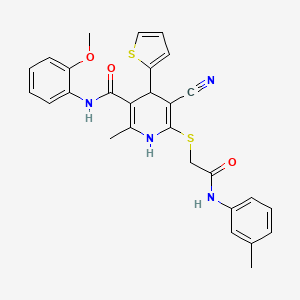 molecular formula C28H26N4O3S2 B4061063 5-cyano-N-(2-methoxyphenyl)-2-methyl-6-({2-[(3-methylphenyl)amino]-2-oxoethyl}thio)-4-(2-thienyl)-1,4-dihydro-3-pyridinecarboxamide 