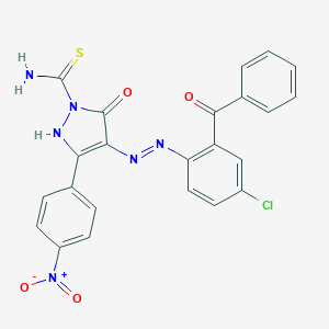 4-[(2-benzoyl-4-chlorophenyl)hydrazono]-3-{4-nitrophenyl}-5-oxo-4,5-dihydro-1H-pyrazole-1-carbothioamide