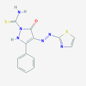 5-oxo-3-phenyl-4-(1,3-thiazol-2-ylhydrazono)-4,5-dihydro-1H-pyrazole-1-carbothioamide