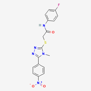 molecular formula C17H14FN5O3S B4061086 N-(4-fluorophenyl)-2-{[4-methyl-5-(4-nitrophenyl)-4H-1,2,4-triazol-3-yl]thio}acetamide 