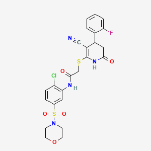molecular formula C24H22ClFN4O5S2 B4061090 N-[2-氯-5-(4-吗啉磺酰基)苯基]-2-{[3-氰基-4-(2-氟苯基)-6-氧代-1,4,5,6-四氢-2-吡啶基]硫代}乙酰胺 