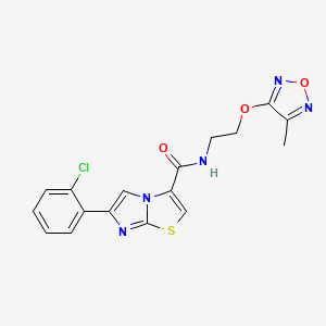 molecular formula C17H14ClN5O3S B4061096 6-(2-chlorophenyl)-N-{2-[(4-methyl-1,2,5-oxadiazol-3-yl)oxy]ethyl}imidazo[2,1-b][1,3]thiazole-3-carboxamide 