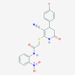 molecular formula C20H15FN4O4S B4061116 2-{[3-cyano-4-(4-fluorophenyl)-6-oxo-1,4,5,6-tetrahydro-2-pyridinyl]thio}-N-(2-nitrophenyl)acetamide 