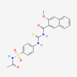 molecular formula C21H19N3O5S2 B4061118 N-[({4-[(乙酰氨基)磺酰基]苯基}氨基)碳硫代基]-3-甲氧基-2-萘酰胺 