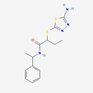 molecular formula C14H18N4OS2 B4061143 2-[(5-amino-1,3,4-thiadiazol-2-yl)thio]-N-(1-phenylethyl)butanamide 