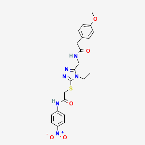 molecular formula C22H24N6O5S B4061158 2-{[4-ethyl-5-({[(4-methoxyphenyl)acetyl]amino}methyl)-4H-1,2,4-triazol-3-yl]thio}-N-(4-nitrophenyl)acetamide 
