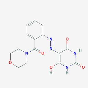 molecular formula C15H15N5O5 B406117 5-{2-[2-(morpholin-4-ylcarbonyl)phenyl]hydrazinylidene}pyrimidine-2,4,6(1H,3H,5H)-trione 