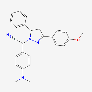 molecular formula C26H26N4O B4061173 [4-(dimethylamino)phenyl][3-(4-methoxyphenyl)-5-phenyl-4,5-dihydro-1H-pyrazol-1-yl]acetonitrile 