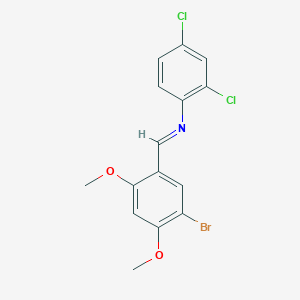molecular formula C15H12BrCl2NO2 B406118 Benzenamine, 2,4-dichloro-N-(5-bromo-2,4-dimethoxybenzylidene)- 
