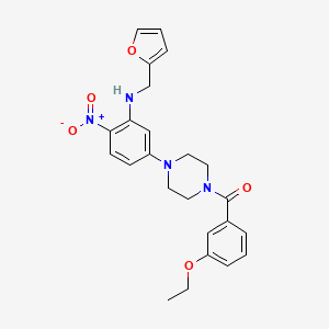 molecular formula C24H26N4O5 B4061208 5-[4-(3-ethoxybenzoyl)-1-piperazinyl]-N-(2-furylmethyl)-2-nitroaniline 