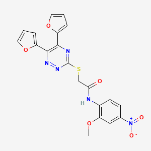 molecular formula C20H15N5O6S B4061225 2-[(5,6-di-2-furyl-1,2,4-triazin-3-yl)thio]-N-(2-methoxy-4-nitrophenyl)acetamide 
