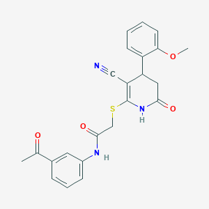 N-(3-acetylphenyl)-2-{[3-cyano-4-(2-methoxyphenyl)-6-oxo-1,4,5,6-tetrahydro-2-pyridinyl]thio}acetamide