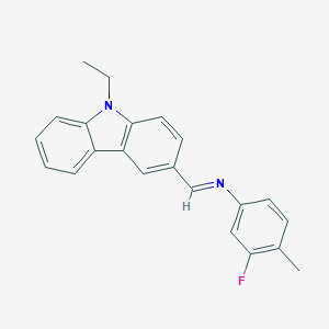 molecular formula C22H19FN2 B406126 (9-Ethyl-9H-carbazol-3-ylmethylene)-(3-fluoro-4-methyl-phenyl)-amine 