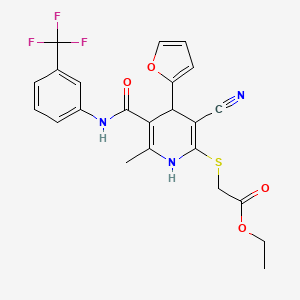 molecular formula C23H20F3N3O4S B4061296 ethyl {[3-cyano-4-(2-furyl)-6-methyl-5-({[3-(trifluoromethyl)phenyl]amino}carbonyl)-1,4-dihydro-2-pyridinyl]thio}acetate 