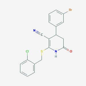 molecular formula C19H14BrClN2OS B4061326 4-(3-bromophenyl)-2-[(2-chlorobenzyl)thio]-6-oxo-1,4,5,6-tetrahydro-3-pyridinecarbonitrile 