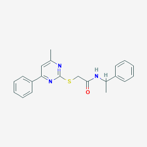 molecular formula C21H21N3OS B4061364 2-[(4-methyl-6-phenyl-2-pyrimidinyl)thio]-N-(1-phenylethyl)acetamide 