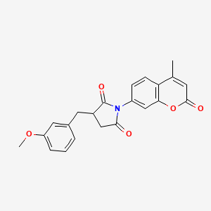 molecular formula C22H19NO5 B4061377 3-(3-methoxybenzyl)-1-(4-methyl-2-oxo-2H-chromen-7-yl)-2,5-pyrrolidinedione 