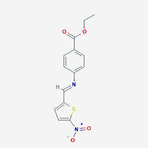 molecular formula C14H12N2O4S B406146 Ethyl 4-[({5-nitro-2-thienyl}methylene)amino]benzoate 