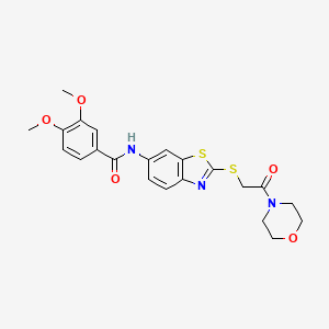 molecular formula C22H23N3O5S2 B4061473 3,4-dimethoxy-N-(2-{[2-(4-morpholinyl)-2-oxoethyl]thio}-1,3-benzothiazol-6-yl)benzamide 