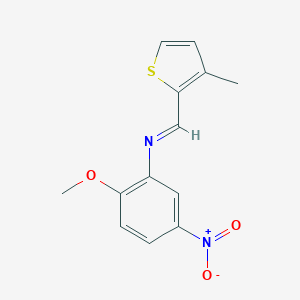 molecular formula C13H12N2O3S B406148 2-methoxy-N-[(3-methyl-2-thienyl)methylene]-5-nitroaniline 