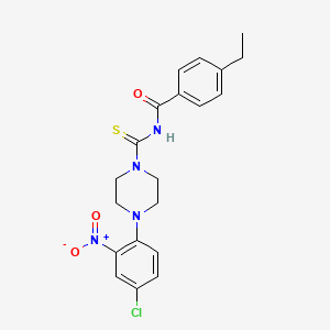 molecular formula C20H21ClN4O3S B4061481 N-{[4-(4-chloro-2-nitrophenyl)-1-piperazinyl]carbonothioyl}-4-ethylbenzamide 