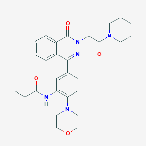 molecular formula C28H33N5O4 B4061487 N-(2-(4-morpholinyl)-5-{4-oxo-3-[2-oxo-2-(1-piperidinyl)ethyl]-3,4-dihydro-1-phthalazinyl}phenyl)propanamide 