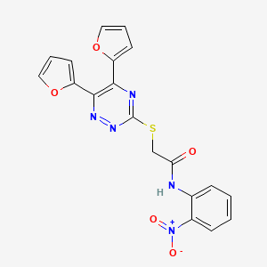 molecular formula C19H13N5O5S B4061492 2-[(5,6-di-2-furyl-1,2,4-triazin-3-yl)thio]-N-(2-nitrophenyl)acetamide 