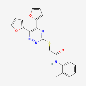molecular formula C20H16N4O3S B4061525 2-[(5,6-di-2-furyl-1,2,4-triazin-3-yl)thio]-N-(2-methylphenyl)acetamide 