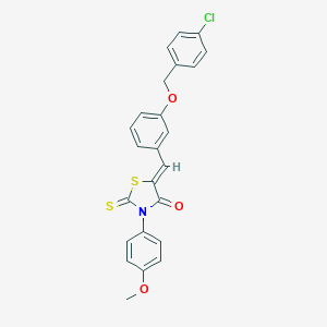 molecular formula C24H18ClNO3S2 B406153 5-{3-[(4-Chlorobenzyl)oxy]benzylidene}-3-(4-methoxyphenyl)-2-thioxo-1,3-thiazolidin-4-one 