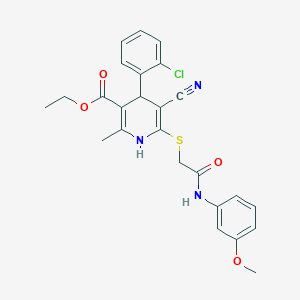 ethyl 4-(2-chlorophenyl)-5-cyano-6-({2-[(3-methoxyphenyl)amino]-2-oxoethyl}thio)-2-methyl-1,4-dihydro-3-pyridinecarboxylate