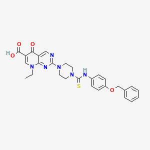 molecular formula C28H28N6O4S B4061547 2-[4-({[4-(苄氧基)苯基]氨基}碳硫代基)-1-哌嗪基]-8-乙基-5-氧代-5,8-二氢吡啶并[2,3-d]嘧啶-6-羧酸 