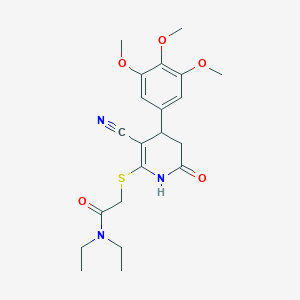 2-{[3-cyano-6-oxo-4-(3,4,5-trimethoxyphenyl)-1,4,5,6-tetrahydro-2-pyridinyl]thio}-N,N-diethylacetamide