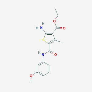 molecular formula C16H18N2O4S B406156 Ethyl 2-amino-5-[(3-methoxyphenyl)carbamoyl]-4-methylthiophene-3-carboxylate 