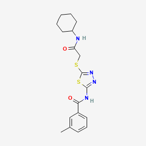 molecular formula C18H22N4O2S2 B4061564 N-(5-{[2-(cyclohexylamino)-2-oxoethyl]thio}-1,3,4-thiadiazol-2-yl)-3-methylbenzamide 