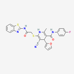 molecular formula C27H20FN5O3S2 B4061567 6-{[2-(1,3-benzothiazol-2-ylamino)-2-oxoethyl]thio}-5-cyano-N-(4-fluorophenyl)-4-(2-furyl)-2-methyl-1,4-dihydro-3-pyridinecarboxamide 