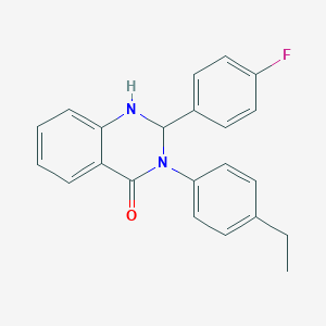 molecular formula C22H19FN2O B406157 3-(4-ethylphenyl)-2-(4-fluorophenyl)-2,3-dihydro-4(1H)-quinazolinone 
