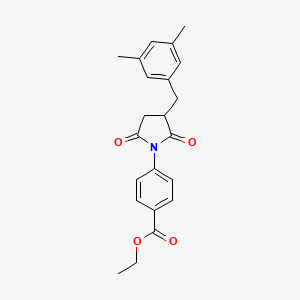 molecular formula C22H23NO4 B4061579 ethyl 4-[3-(3,5-dimethylbenzyl)-2,5-dioxo-1-pyrrolidinyl]benzoate 