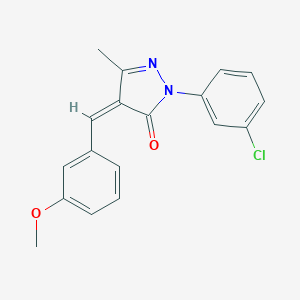 molecular formula C18H15ClN2O2 B406158 2-(3-Chloro-phenyl)-4-(3-methoxy-benzylidene)-5-methyl-2,4-dihydro-pyrazol-3-one 
