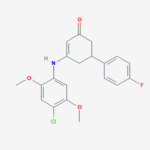 molecular formula C20H19ClFNO3 B4061587 3-[(4-chloro-2,5-dimethoxyphenyl)amino]-5-(4-fluorophenyl)-2-cyclohexen-1-one 