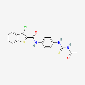 molecular formula C18H14ClN3O2S2 B4061591 N-(4-{[(acetylamino)carbonothioyl]amino}phenyl)-3-chloro-1-benzothiophene-2-carboxamide 