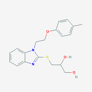 molecular formula C19H22N2O3S B406160 3-({1-[2-(4-methylphenoxy)ethyl]-1H-benzimidazol-2-yl}sulfanyl)-1,2-propanediol 