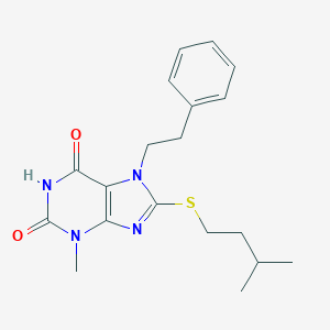 molecular formula C19H24N4O2S B406163 3-methyl-8-[(3-methylbutyl)sulfanyl]-7-(2-phenylethyl)-3,7-dihydro-1H-purine-2,6-dione CAS No. 332149-69-6
