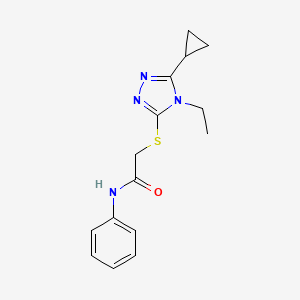 molecular formula C15H18N4OS B4061638 2-[(5-cyclopropyl-4-ethyl-4H-1,2,4-triazol-3-yl)thio]-N-phenylacetamide 